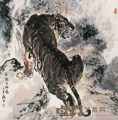 刘藕生 虎 立轴 68×68cm